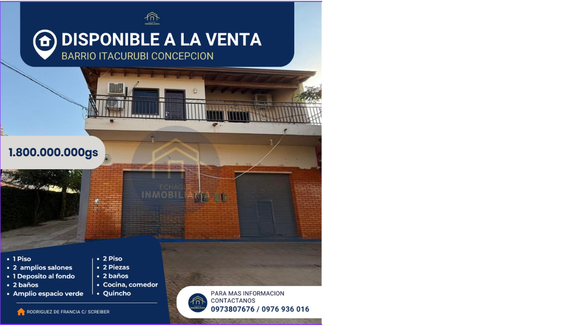 Propiedad en Barrio Itacurubí, Concepción - 2 pisos